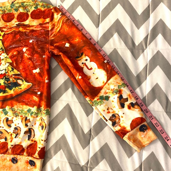 Ugly Christmas Pizza Sweatshirt Extra Cheese! - Picture 9 of 14